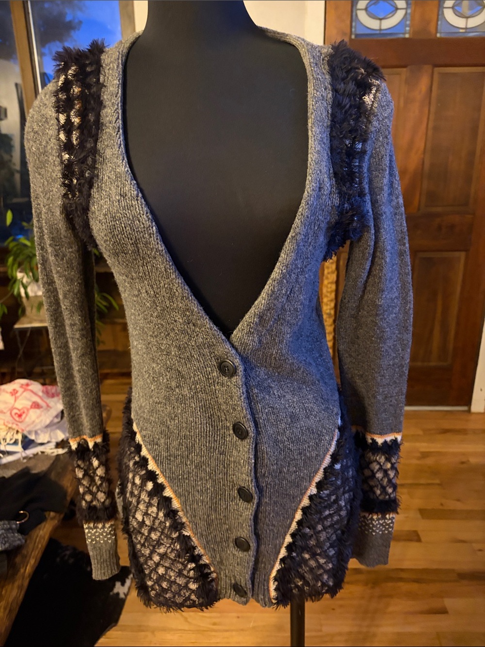 Sleeping on Snow Gray Knit Button-Front Women's Sweater Cardigan